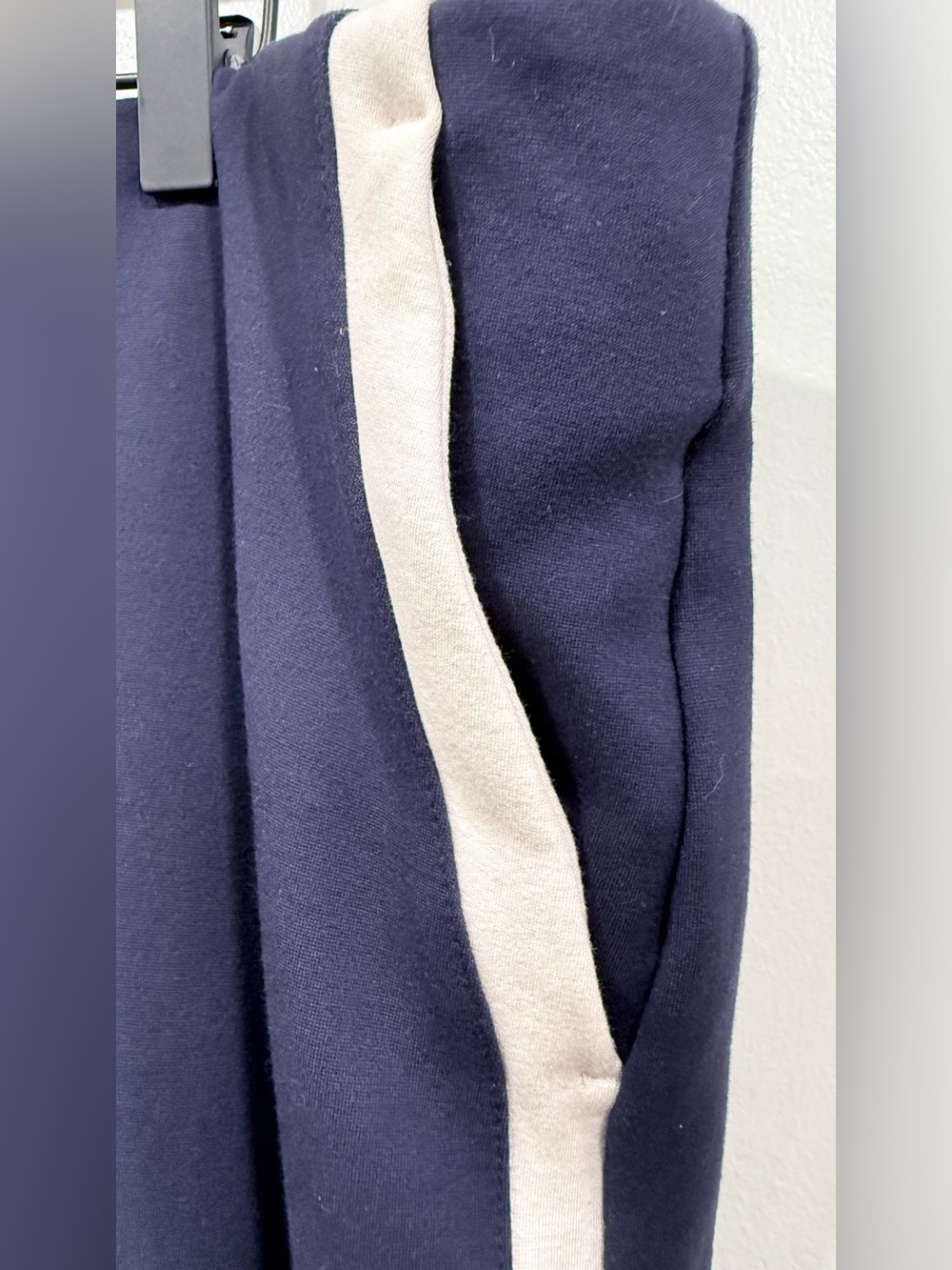 Navy Side-Stripe Flared Knit Pants - Picture 4 of 6